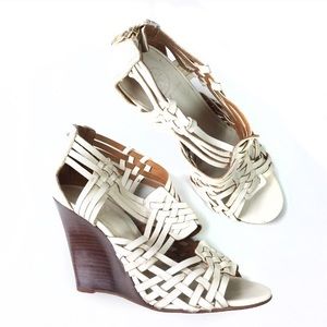White Tory Burch Leather Wedges Size 8